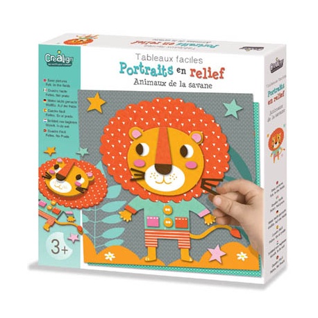 Coffret Portraits en Relief 5 Tableaux Animaux 3 ans Crealign