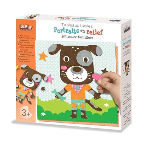 Coffret Portraits en Relief 5 Tableaux Animaux 3 ans Crealign