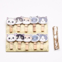 Objets décoratifs,10 pièces chat japonais pinces en bois pinces à vêtements  Mini belle pince à nourriture Kawaii - Type WHITE #B - Cdiscount Maison