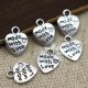 Pendentifs coeur "Made with love", couleurs argent